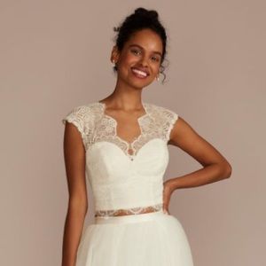 David’s Bridal - Allover Lace Cap Sleeve Separates Top